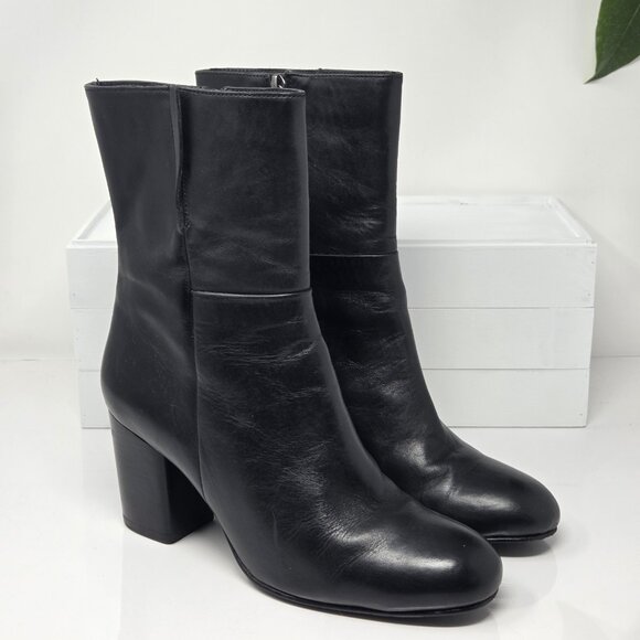 Seychelles Wild Ride Womens 10 Boots Leather Black Block Heel Zip Chelsea Moto - Picture 4 of 10